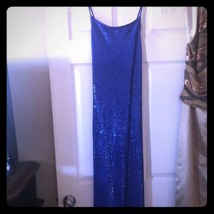 Blue evening gown.